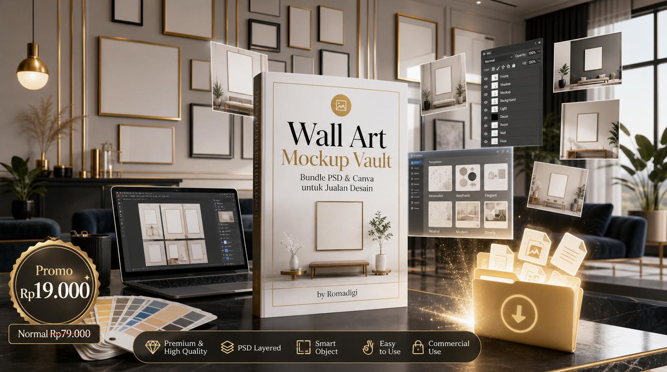 Wall Art Mockup Vault: Bundle PSD & Canva untuk Jualan Desain